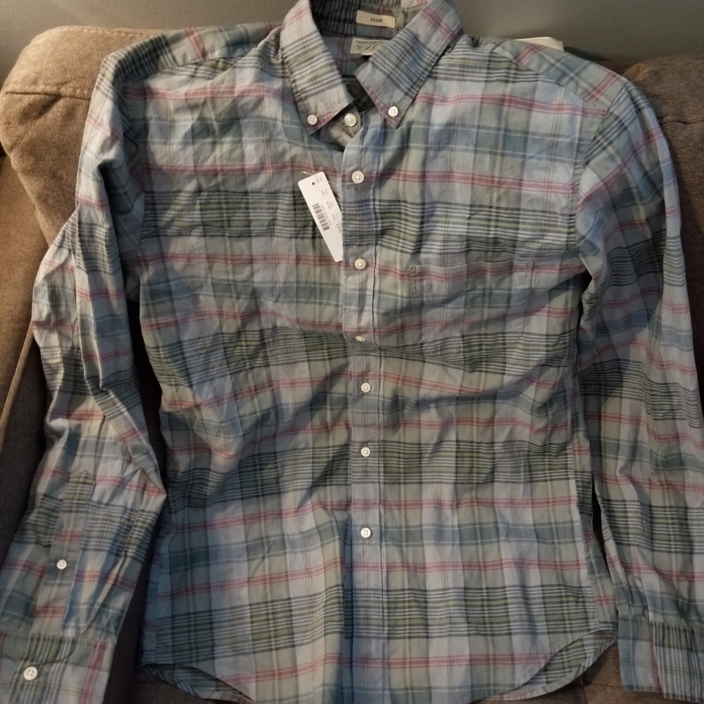 J Crew slim stretch Secret Wash cotton poplin shirt
